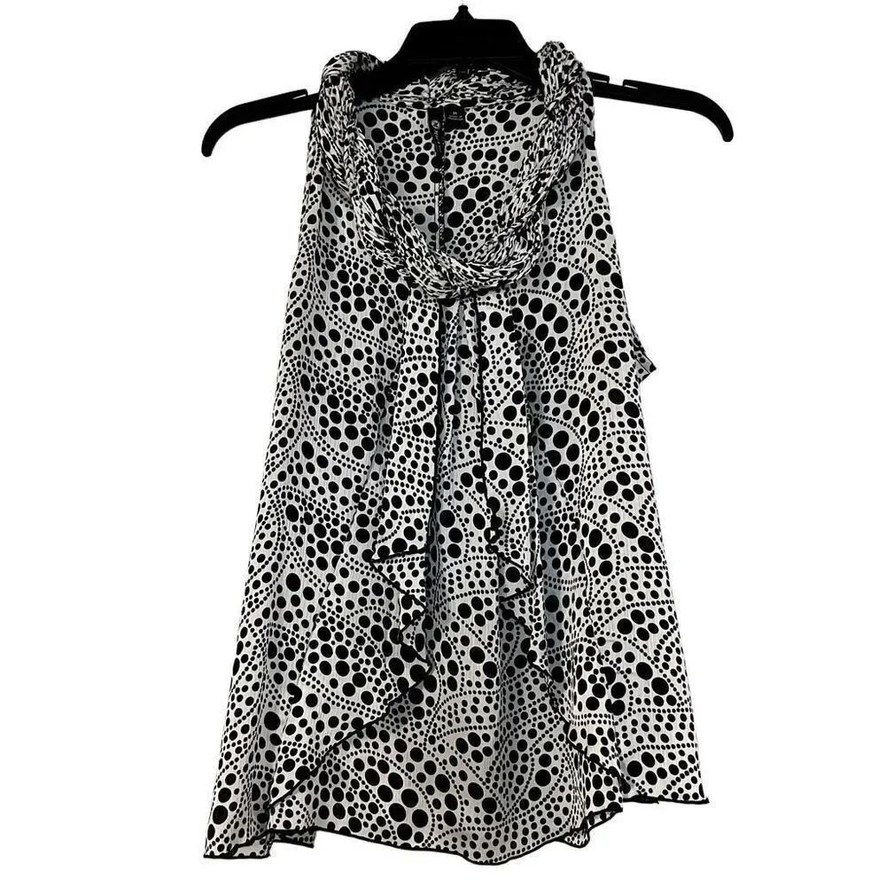 Milano Crape Halter Neck Polka Dot Blouse Tank Top Medium